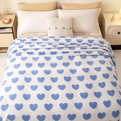 Heart Pattern Fleece Throw Blanket Soft Cozy All Season