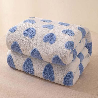 Heart Pattern Fleece Throw Blanket Soft Cozy All Season