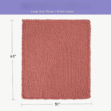 Chunky Knit Throw Blanket Chenille 51x63 Inch