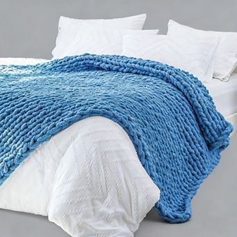 Chunky Knit Throw Blanket Chenille 51x63 Inch