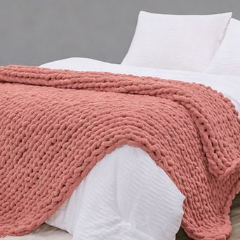 Chunky Knit Throw Blanket Chenille 51x63 Inch