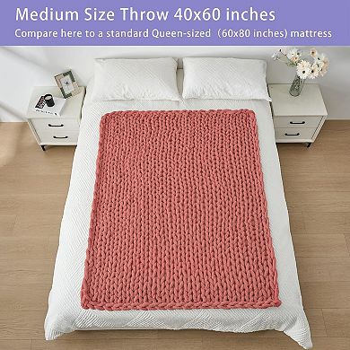 Chunky Knit Throw Blanket Chenille Cable Crochet 40x60