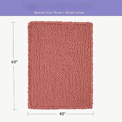 Chunky Knit Throw Blanket Chenille Cable Crochet 40x60