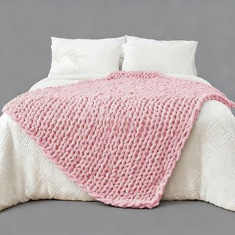 Chunky Knit Throw Blanket Chenille Cable Crochet 40x60