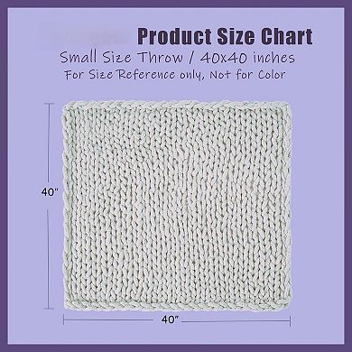 Chunky Knit Chenille Throw Blanket 40x40 Soft Cable Crochet Sofa Bed