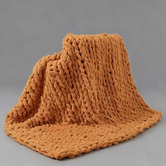 Chunky Knit Chenille Throw Blanket 40x40 Soft Cable Crochet Sofa Bed