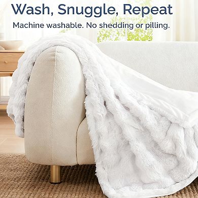Rabbit Faux Fur Bubble Throw Blanket