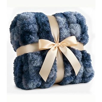 Rabbit Faux Fur Bubble Throw Blanket