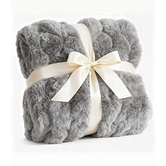 Rabbit Faux Fur Bubble Throw Blanket