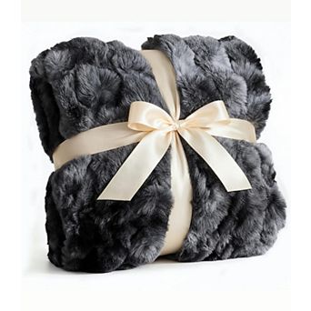 Rabbit Faux Fur Bubble Throw Blanket
