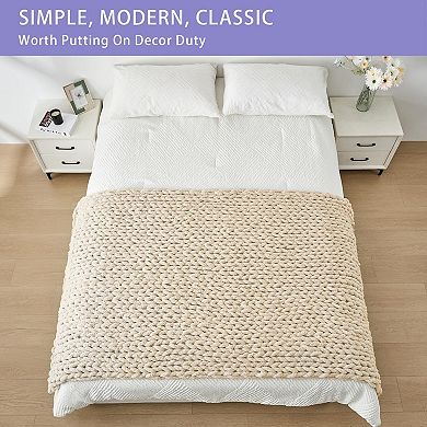 Chunky Knit Throw Blanket Chenille Yarn 40x80