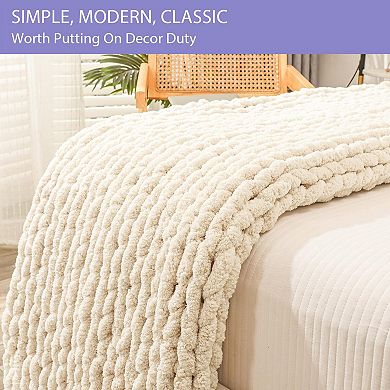 Chunky Knit Throw Blanket Chenille Yarn 40x80