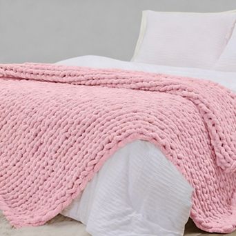 Chunky Knit Throw Blanket Chenille Yarn 40x80