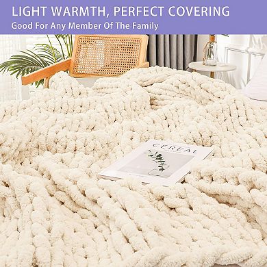 Chunky Knit Chenille Throw Blanket