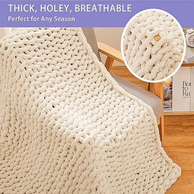 Chunky Knit Chenille Throw Blanket