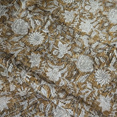 Handblock Printed Throw Blanket 50"x60" Fringed Cotton