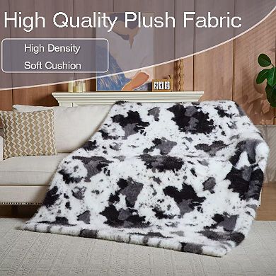Luxury Faux Rabbit Fur Throw Blanket 50x60 Cow Print