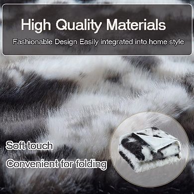 Luxury Faux Rabbit Fur Throw Blanket 50x60 Cow Print