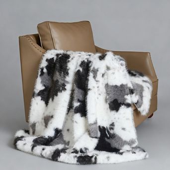 Luxury Faux Rabbit Fur Throw Blanket 50x60 Cow Print