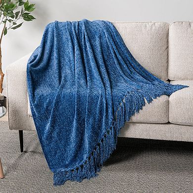 Chenille Throw Blanket Soft Knit Tassel