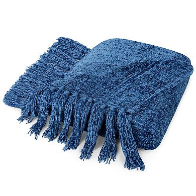 Chenille Throw Blanket Soft Knit Tassel