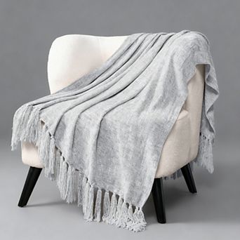 Chenille Throw Blanket Soft Knit Tassel