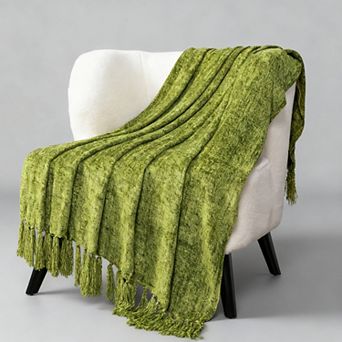 Chenille Throw Blanket Soft Knit Tassel