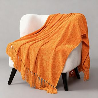Chenille Throw Blanket Soft Knit Tassel