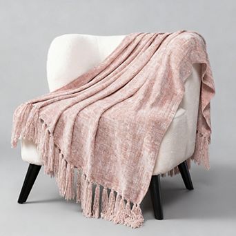 Chenille Throw Blanket Soft Knit Tassel
