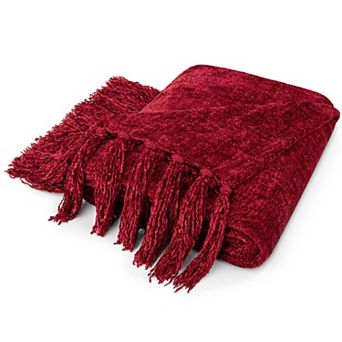 Chenille Throw Blanket Soft Knit Tassel