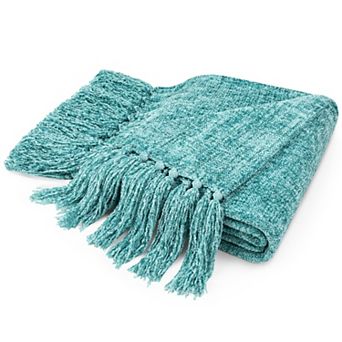 Chenille Throw Blanket Soft Knit Tassel
