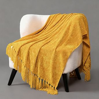 Chenille Throw Blanket Soft Knit Tassel