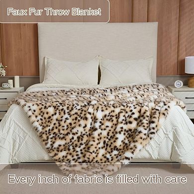 Faux Rabbit Fur Throw Blanket Silky Soft Plush 50x60