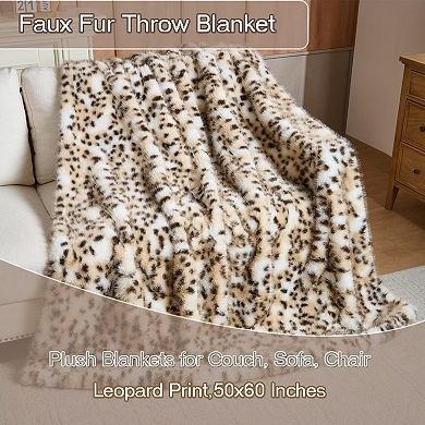 Faux Rabbit Fur Throw Blanket Silky Soft Plush 50x60