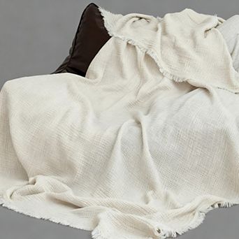 Muslin Throw Blanket 4-Layer Gauze Cotton Boho Fringe Lightweight All Seasons