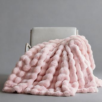 Faux Rabbit Bubble Fleece Throw Blanket Soft Warm Plush Couch Bed Decor
