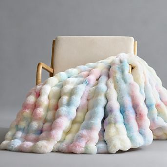 Faux Rabbit Bubble Fleece Throw Blanket Soft Warm Plush Couch Bed Decor