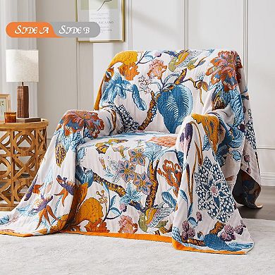 Boho Cotton Throw Blanket Farmhouse Reversible Rustic Soft Muslin All Season