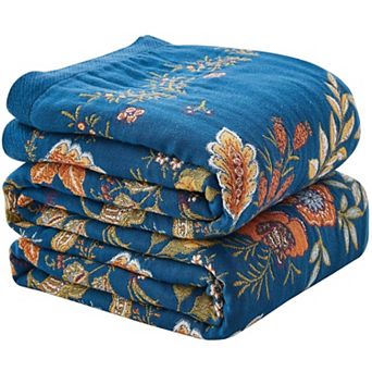 Boho Cotton Throw Blanket Farmhouse Reversible Rustic Soft Muslin All Season