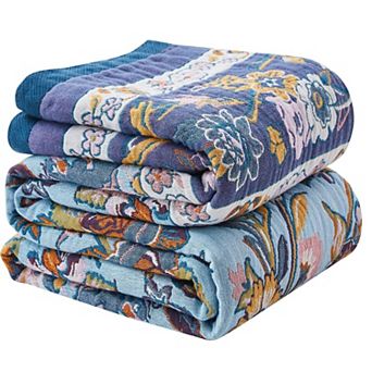 Boho Cotton Throw Blanket Farmhouse Reversible Rustic Soft Muslin All Season