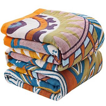 Boho Cotton Throw Blanket Farmhouse Reversible Rustic Soft Muslin All Season