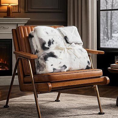 Print Faux Fur Throw Blanket Soft Warm Fluffy