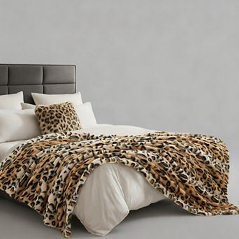 Print Faux Fur Throw Blanket Soft Warm Fluffy