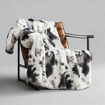 Print Faux Fur Throw Blanket Soft Warm Fluffy