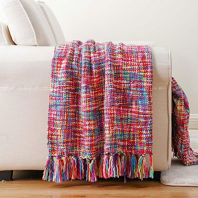 Multicolor Boho Throw Blanket 50x60 Tassel Fringe Couch Decor