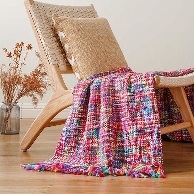 Multicolor Boho Throw Blanket 50x60 Tassel Fringe Couch Decor