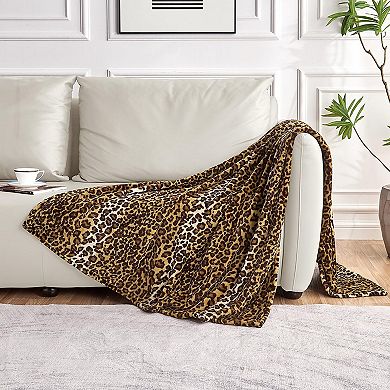 Leopard Print Fleece Blanket Soft Cozy