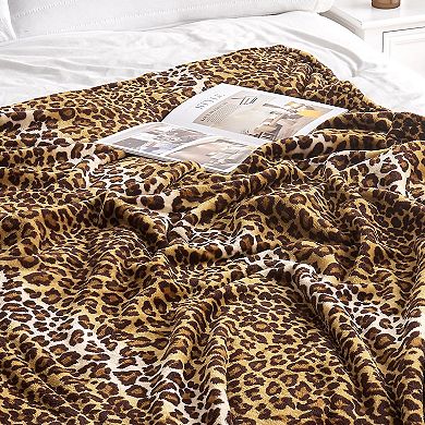 Leopard Print Fleece Blanket Soft Cozy