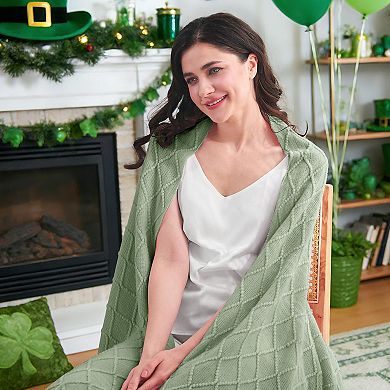 Knitted Throw Blanket Tassel Farmhouse Decor