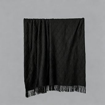 Knitted Throw Blanket Tassel Farmhouse Decor